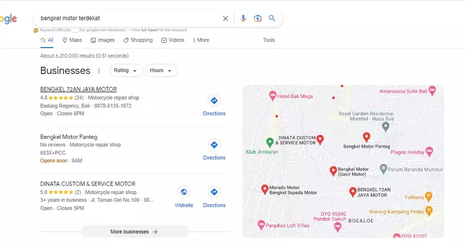 Mencari bengkel motor terdekat dengan Google Maps